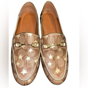 Coach Haley metallic star print slip on loafers
